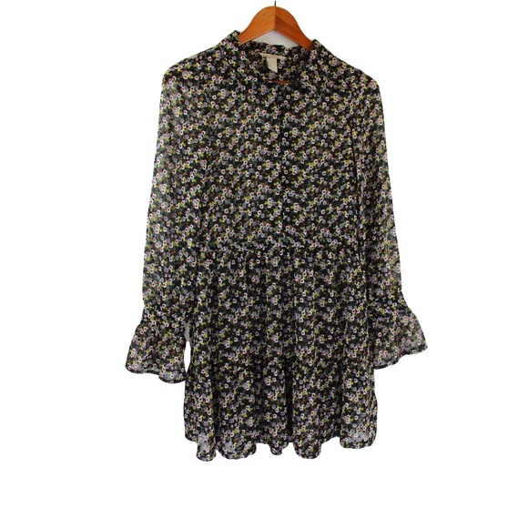 H&M Dresses & Skirts - SHEER BOHO  DRESS W/BELL SLEEVES Sz 2
